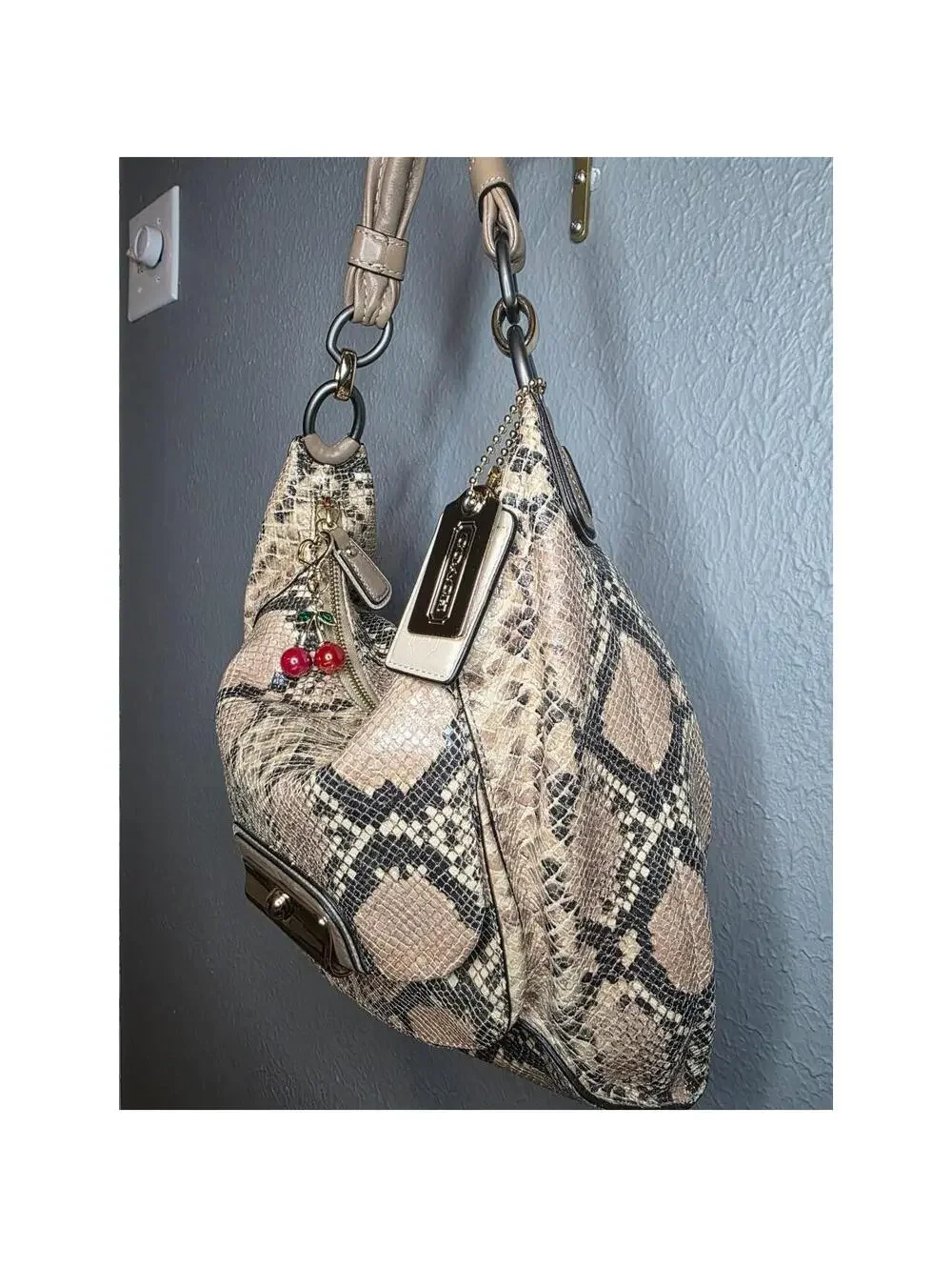 🍒Coach Kristin Embossed Python 2 Way Hobo Bag🍒
